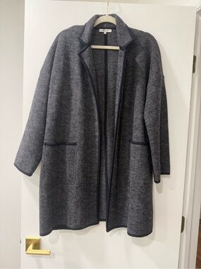 Madewell Charcoal Gray Open-Front Herringbone Coatigan